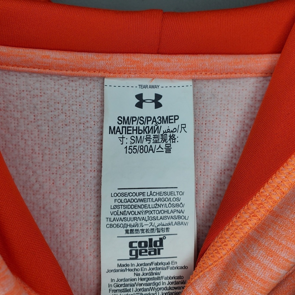 Under Armour ColdGear Hoodie‎ Womens Small Orange Heathered Pullover Sweatshirt - Picture 4 of 4